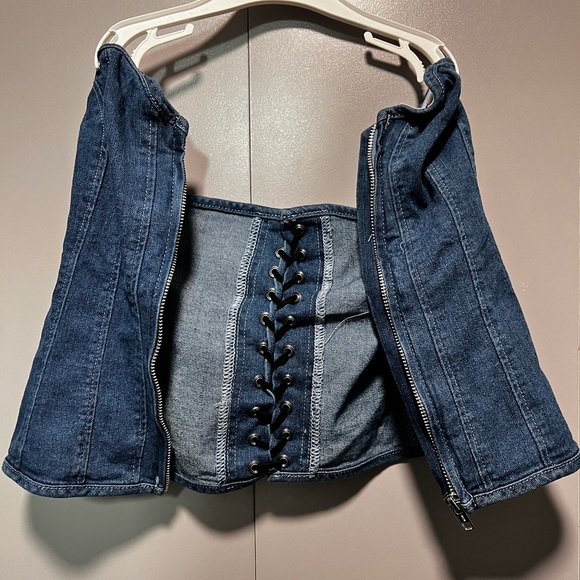 Jean Corset Zip Up Top - Picture 3 of 6